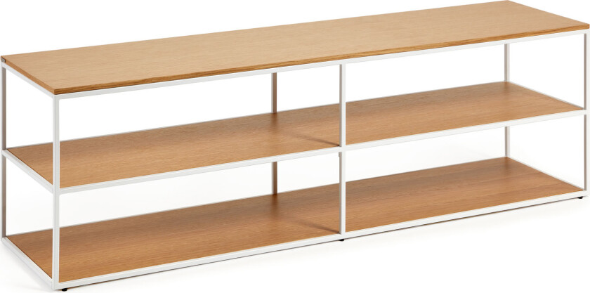 LAFORMA Yoana TV-bord, m. 2 hyller - naturlig eikefiner og hvitt jern (160x40)