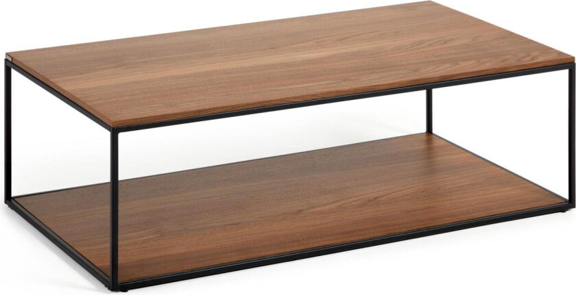 LAFORMA Yoana sofabord, m. 1 nederste hylle - brun valnøttfinish og svart jern (110x60)