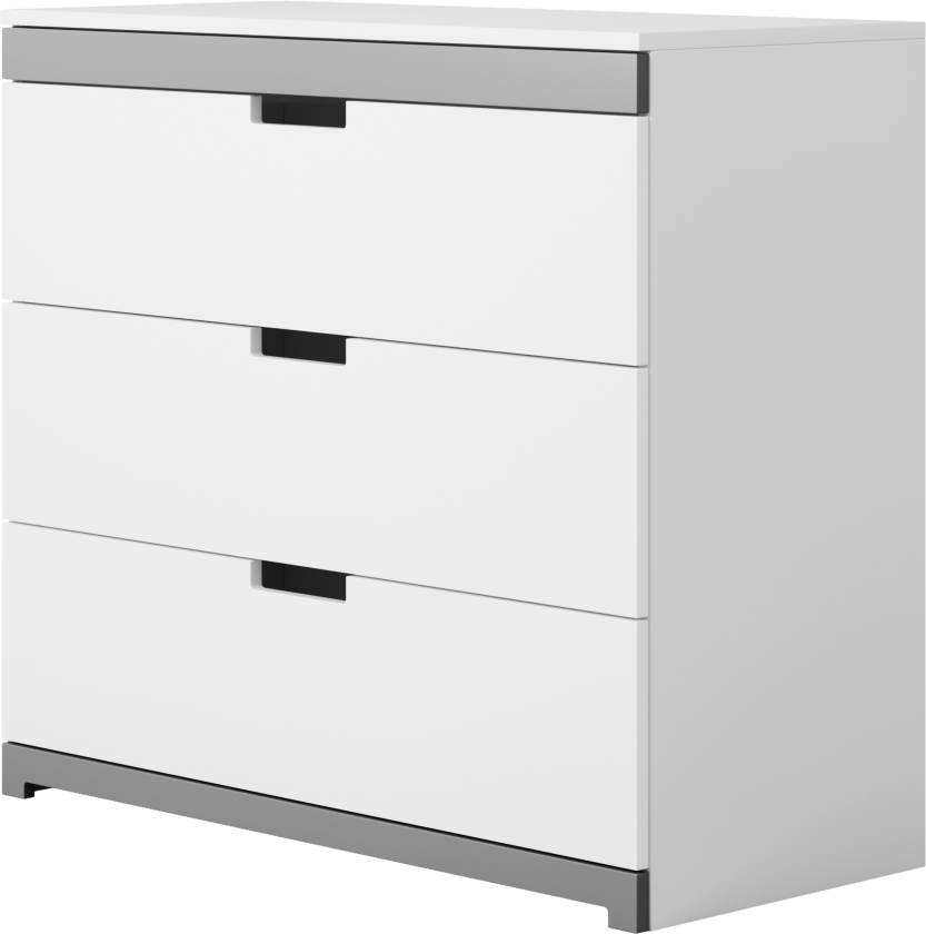 Tomi barnekommode, m. 3 skuffer - hvit laminat