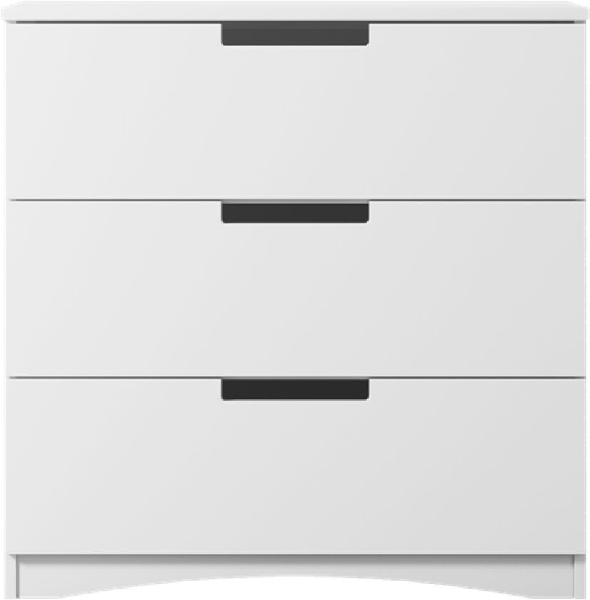 Klassisk barnekommode, m. 3 skuffer - hvit laminat