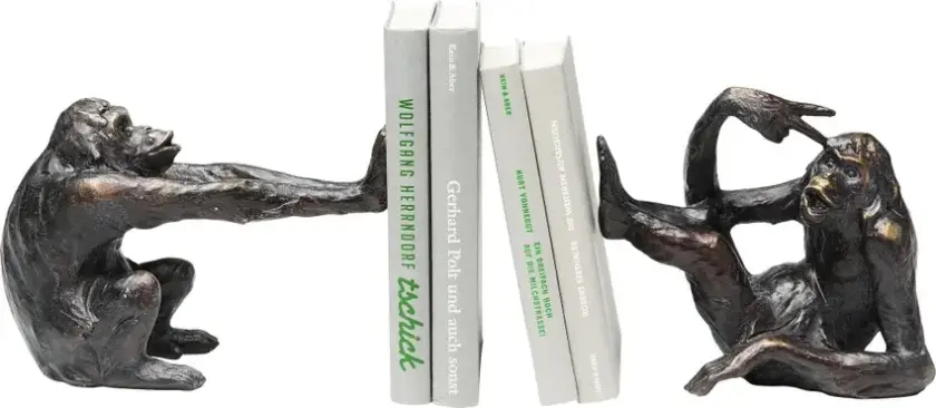 KARE DESIGN Monkey bokstøtte - svart polyresin (sett med 2)