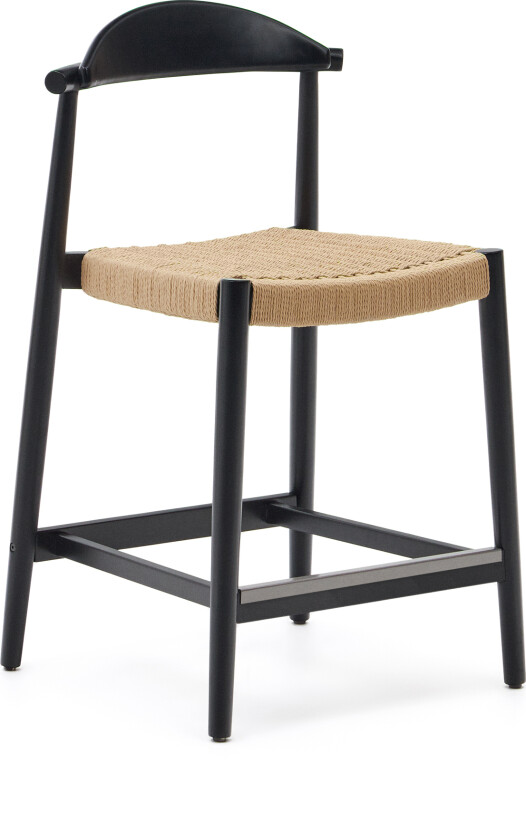 LAFORMA Nina barkrakk, med ryggstøtte og fotstøtte - beige tau og svart akasietre (H:62)