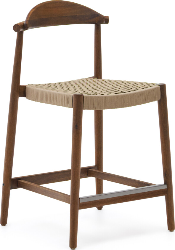 LAFORMA Nina barkrakk, m ryggstøtte og fotstøtte - beige tau og valnøttfinish akasietre (H:62)