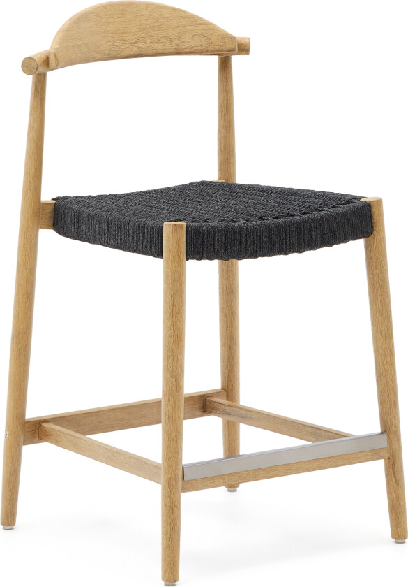 LAFORMA Nina barkrakk, med ryggstøtte og fotstøtte - svart tau og naturlig akasietre (H:62)