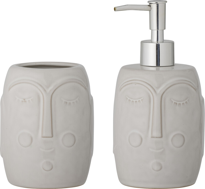 BLOOMINGVILLE Niga såpedispenser, sett med 2, hvit, porselen, D9xH18/D9xH11,5 cm