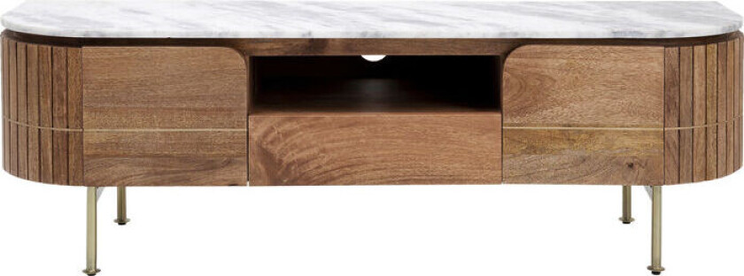 KARE DESIGN Grace TV-bord, m. 2 dører og 1 skuff - marmor, naturlig mangotre og stål (145x42)