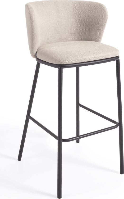 LAFORMA Ciselia barkrakk, med ryggstøtte og fotstøtte - beige chenillestoff og svart stål