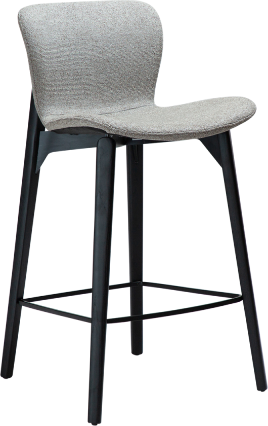 DAN-FORM Paragon counterstol, med ryggstøtte og fotstøtte - brunt boucléstoff og svart ask