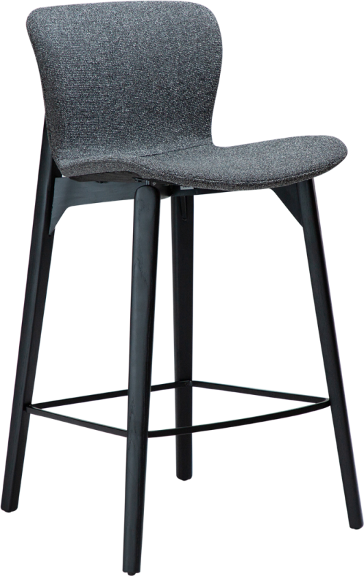 DAN-FORM Paragon counterstol, med ryggstøtte og fotstøtte - grått boucléstoff og svart ask