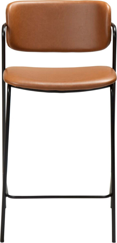 DAN-FORM Zed benkestol, m. rygg, armlener og fotstøtte - vintage lysebrunt kunstskinn og sort stål