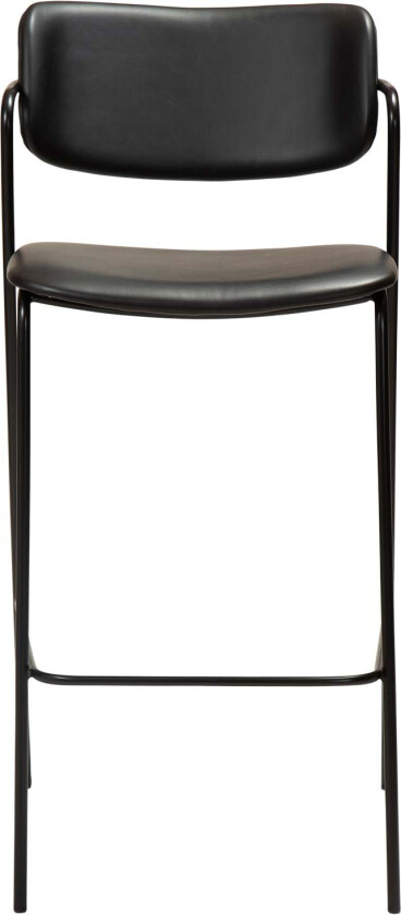 DAN-FORM Zed barkrakk, med ryggstøtte, armlener og fotstøtte - vintage sort kunstskinn og svart stål