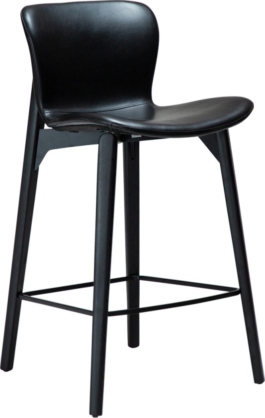 DAN-FORM Paragon counterstol, med ryggstøtte og fotstøtte - vintage sort kunstskinn og svart asketre