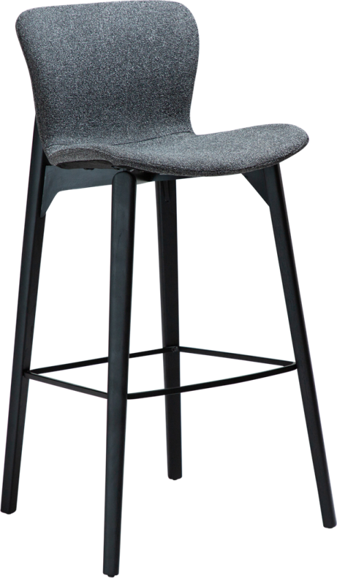 DAN-FORM Paragon barkrakk, med ryggstøtte og fotstøtte - grått boucléstoff og svart asketre