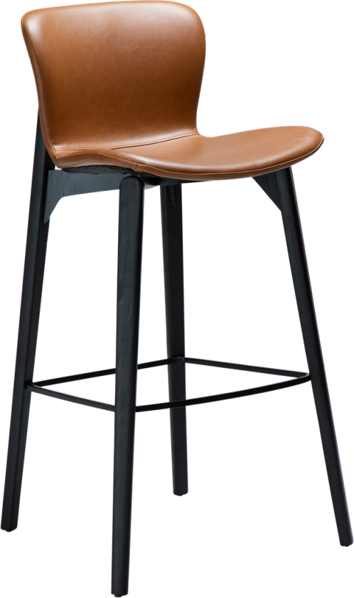 DAN-FORM Paragon barkrakk, med ryggstøtte og fotstøtte - vintage lysebrunt kunstskinn og svart asketre