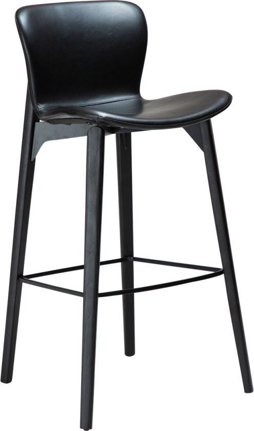 DAN-FORM Paragon barkrakk, med ryggstøtte og fotstøtte - vintage sort kunstskinn og svart asketre