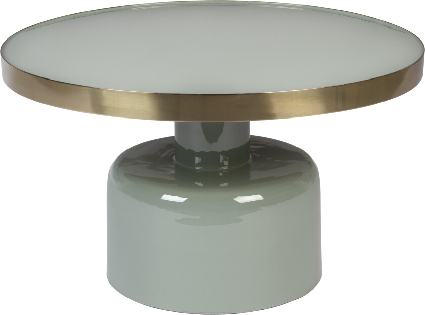 ZUIVER Glam salongbord, rundt - gullstål og grønt emaljejern (Ø60)