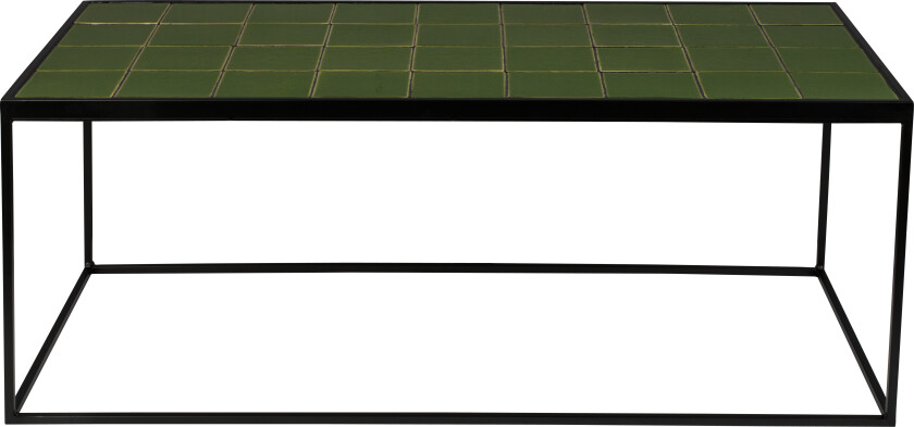 ZUIVER Glasert salongbord, rektangulært - grønn keramikk og jern (93x42,5)