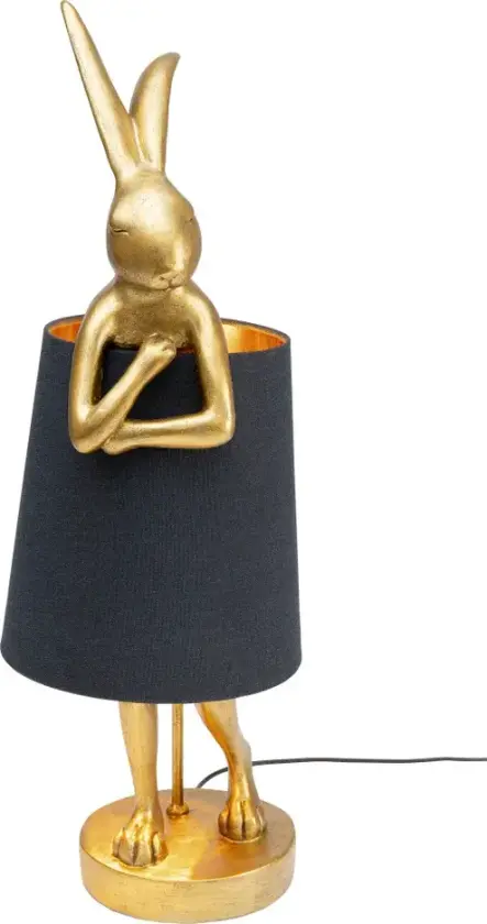 KARE DESIGN Animal Rabbit bordlampe - svart lin og gull polyresin/stål
