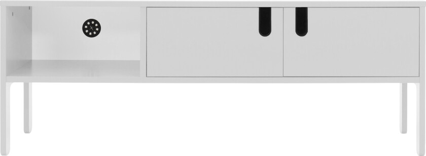 TENZO Uno TV-bord, m. 2 dører, 3 rom og plasthåndtak - hvit MDF (137x40)
