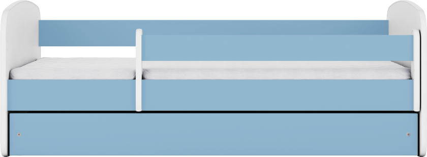 Babydreams juniorseng, med madrass, sengehest, skuff - hvit og blå laminat (140x70)