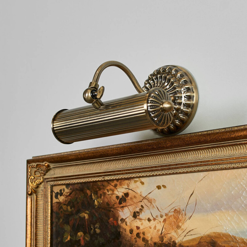 Bildelampe Joely, antikt utseende, antikk messing