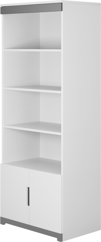 Tomic barnehylle, m. 2 dører og 4 hyller - hvit sponplate og MDF