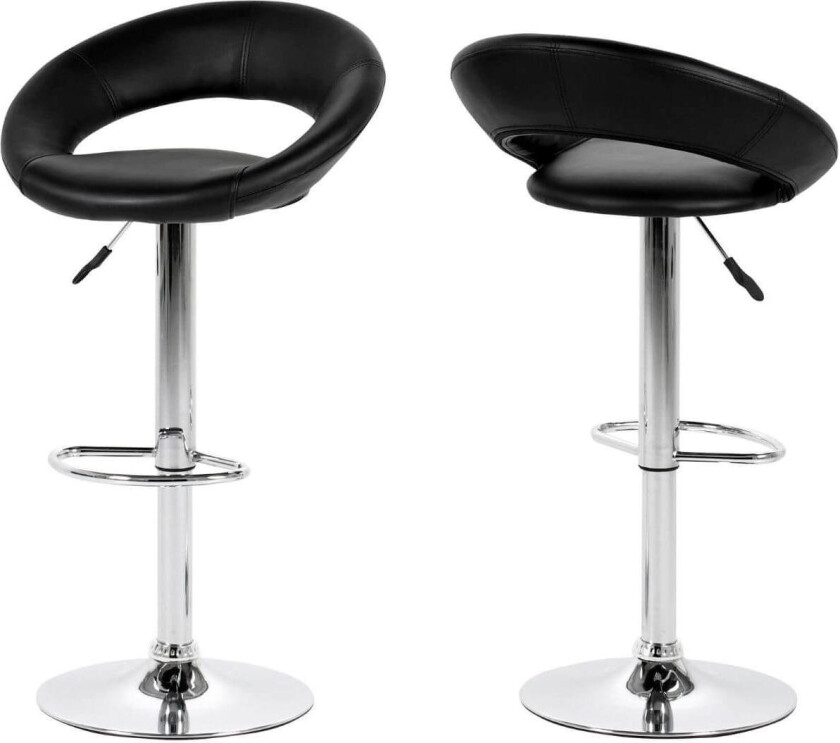 ACT NORDIC Plump barstol - sort kunstskinn/krom, med gasspatron