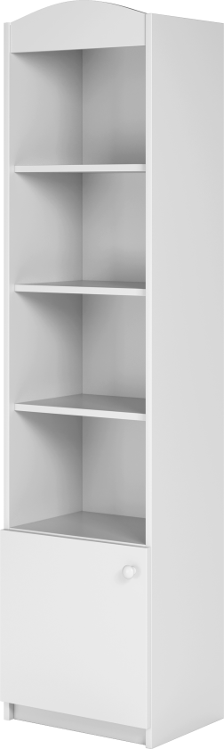 Babydreams barnebokhylle, m. 1 dør og 4 hyller - hvit laminat