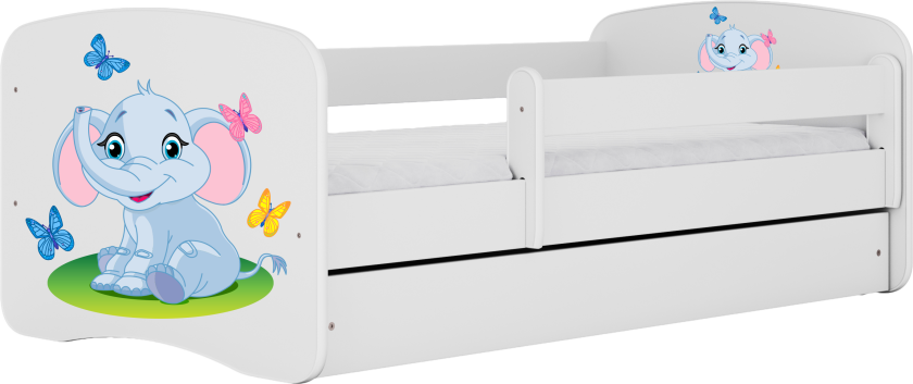 Babydreams hvit elefantseng, med skuff og med madrass 180/80