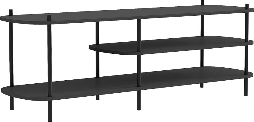 NORDLYS Coleman TV-bord, m. 2 hyller - svart tre og svart metall (140x40)