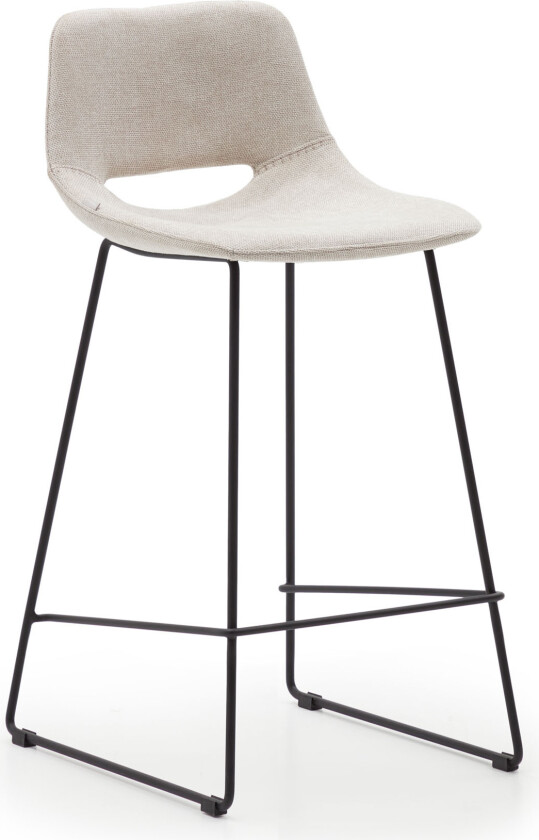 LAFORMA Zahara barkrakk, med ryggstøtte og fotstøtte - beige stoff og svart stål (H65 cm)