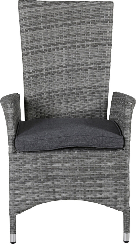 VENTURE DESIGN Padova hvilestol hagestol, med armlener og pute - grå polyester og grå polyrattan