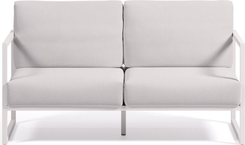 LAFORMA Comova 2-manns hagesofa - hvitt stoff og hvit aluminium