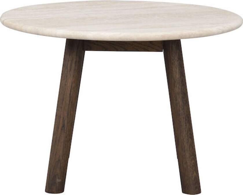 ROWICO Taransay salongbord, rundt - beige travertin og brun eik (Ø60)