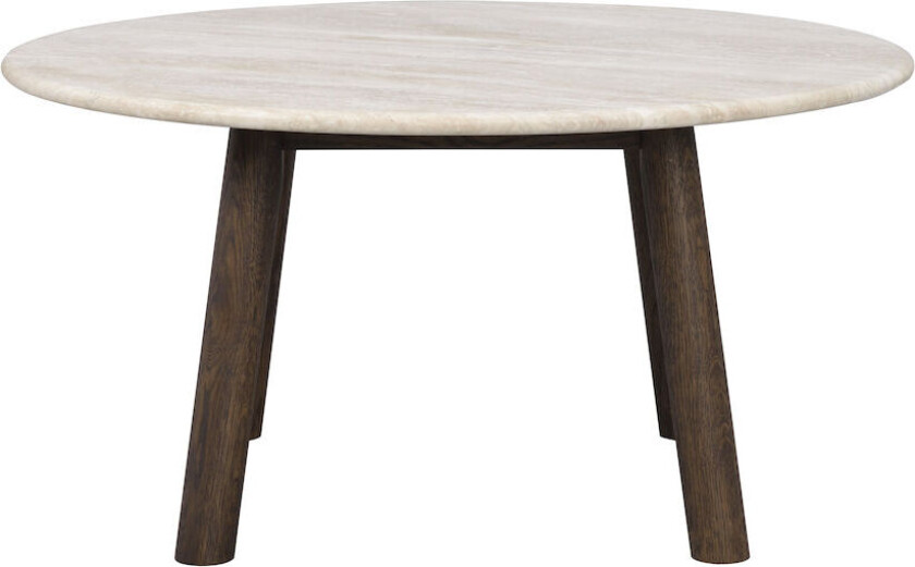 ROWICO Taransay salongbord, rundt - beige travertin og brun eik (Ø90)