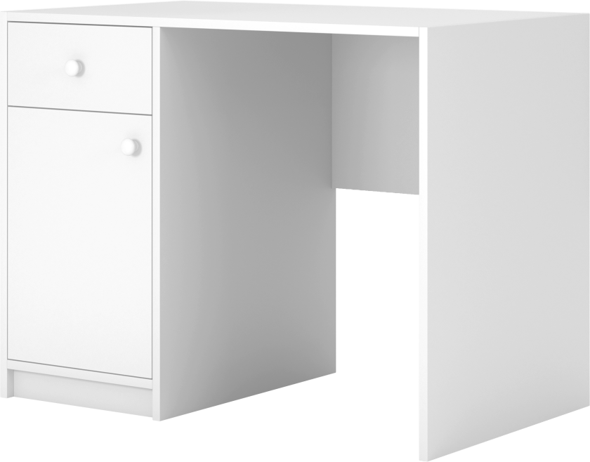 Babydreams skrivebord til barn, m. 1 dør og 1 skuff - hvit laminat (100x60)