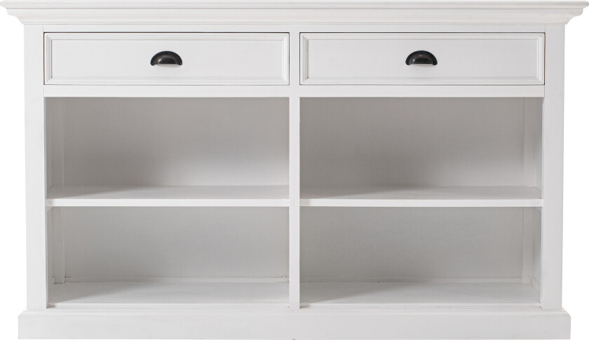 NOVASOLO Halifax skjenk, m. 2 skuffer og 4 rom - hvit mahognitre og antikk messing (145x85)