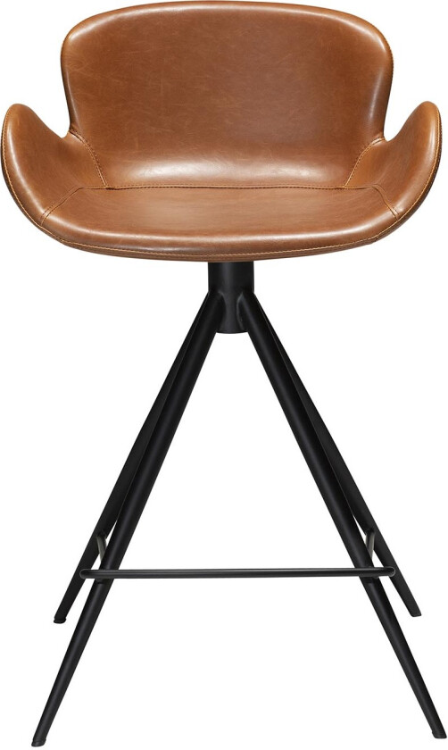 DAN-FORM Gaia barkrakk, med ryggstøtte og fotstøtte - vintage lysebrunt kunstskinn og svart stål