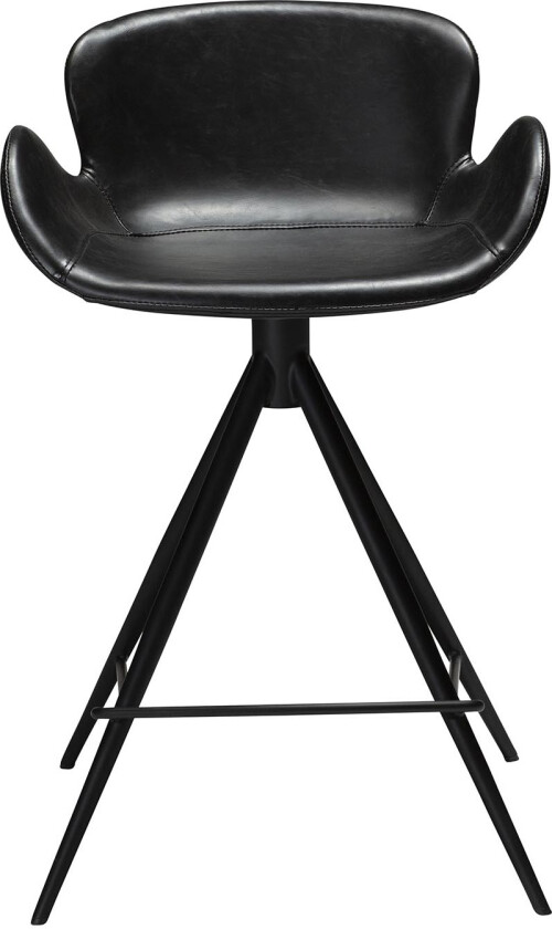 DAN-FORM Gaia barkrakk, med ryggstøtte og fotstøtte - vintage sort kunstskinn og svart stål