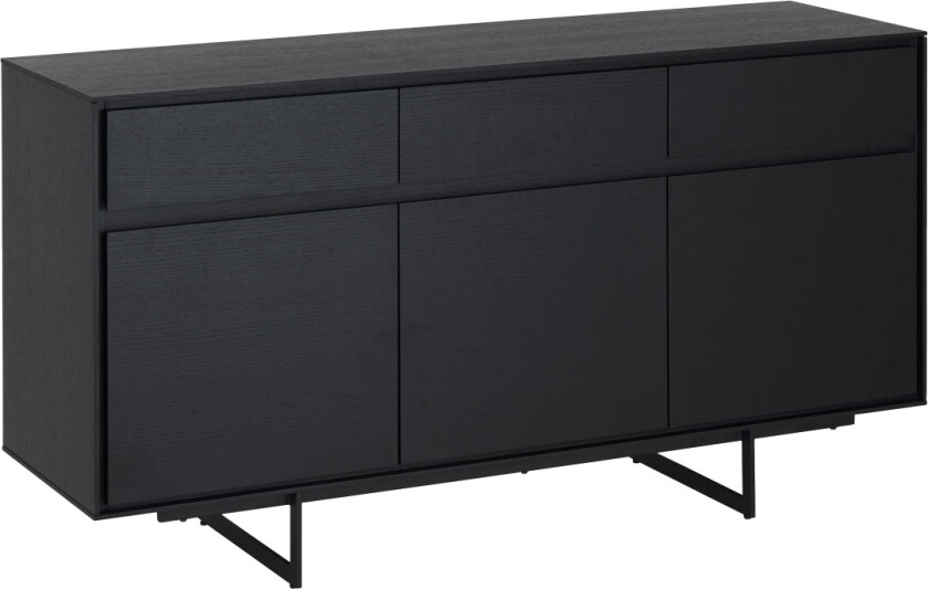 Tokyo skjenk Liten, m. 3 dører, 3 skuffer og 3 hyller - svart eikefiner og metall