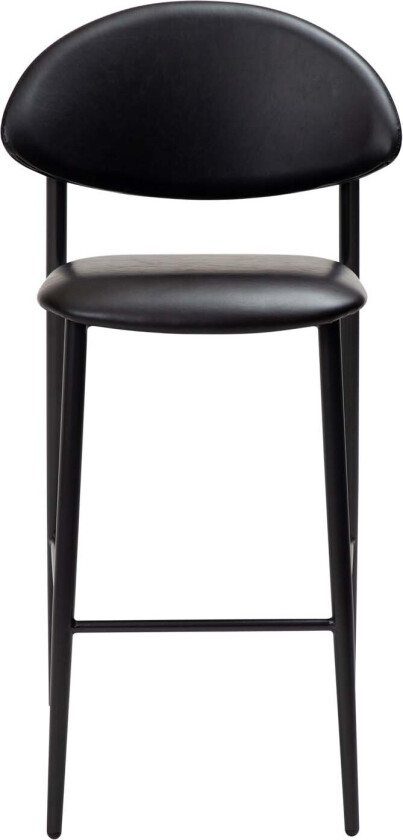 DAN-FORM Tush benkestol, med ryggstøtte og fotstøtte - vintage sort kunstskinn og svart stål