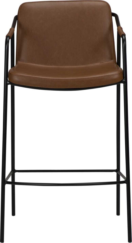 DAN-FORM Boto barkrakk, med ryggstøtte og fotstøtte - vintage lysebrunt kunstskinn og svart stål