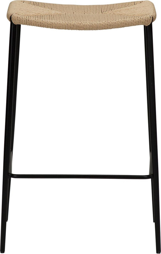 DAN-FORM Stiletto barstol, med fotstøtte - naturpapirsnor og sort stål