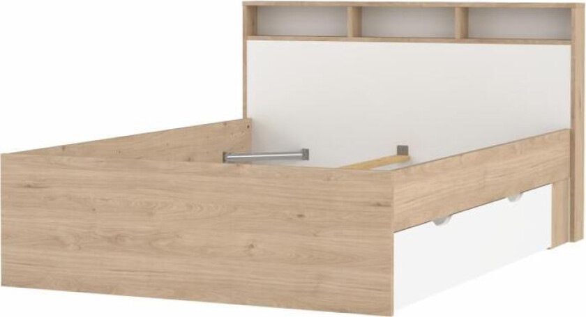 TVILUM Ikast Seng med 2 skuffer 140x190, Jackson Hickory/Hvit, 149,8 x 206 x 96,8 cm