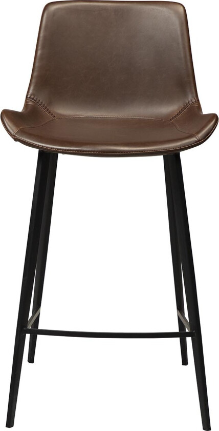 DAN-FORM Hype barkrakk, med ryggstøtte og fotstøtte - vintage brunt kunstskinn og svart stål