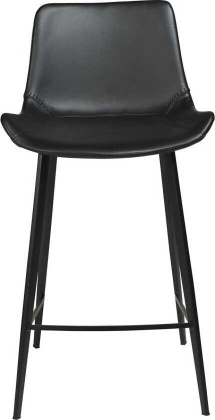 DAN-FORM Hype barkrakk, med ryggstøtte og fotstøtte - svart kunstskinn og svart stål