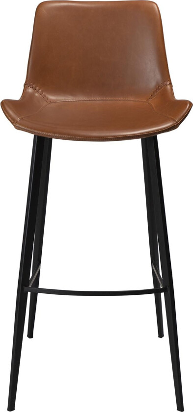 DAN-FORM Hype barkrakk, med ryggstøtte og fotstøtte - vintage lysebrunt kunstskinn og svart stål