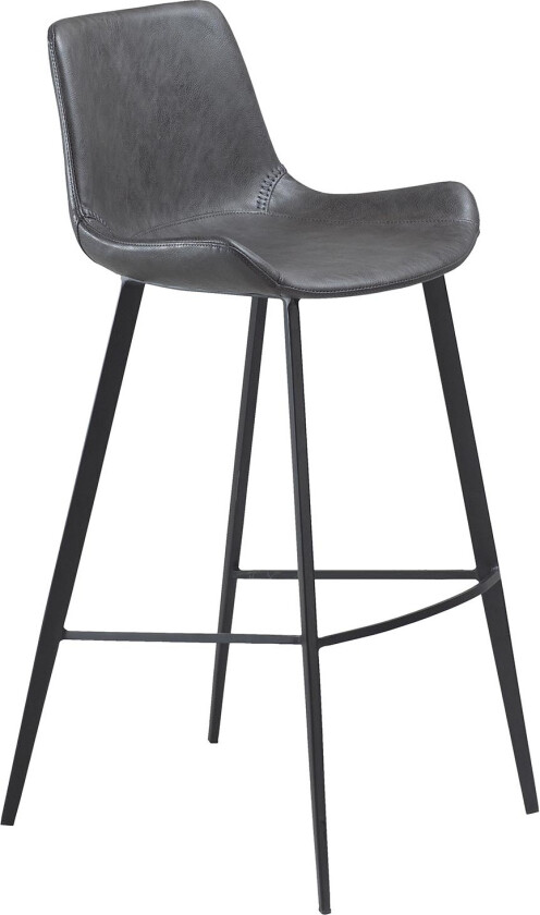 DAN-FORM Hype barkrakk, med ryggstøtte og fotstøtte - vintage grått kunstskinn og svart stål