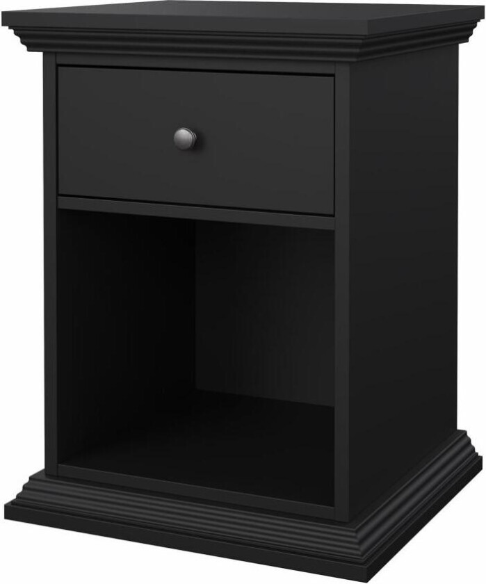 TVILUM North nattbord med 1 skuff, matt sort, 47,8 x 43,3 x 63,4 cm