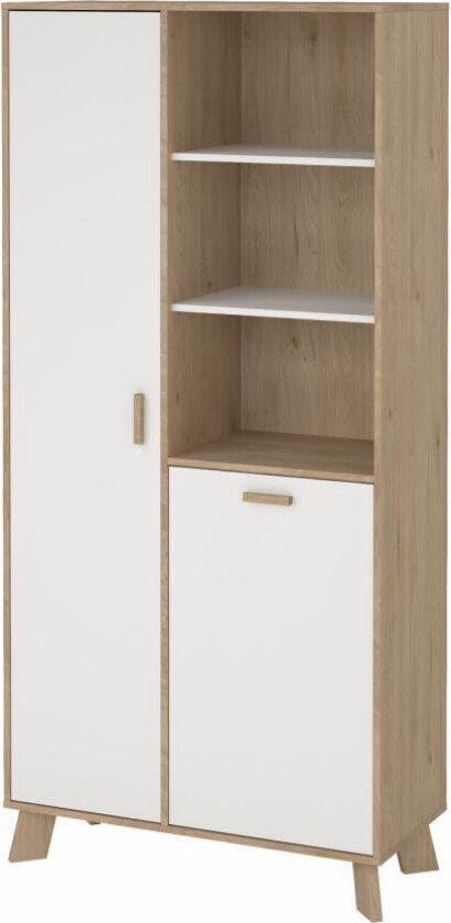 TWILUM Ikast porselensskap 2 dører, Jackson Hickory/Hvit, 88,7 x 39,8 x 188,2 cm